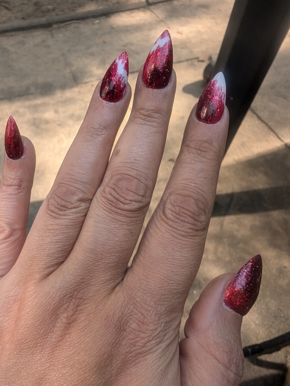 Red glitter stilettos