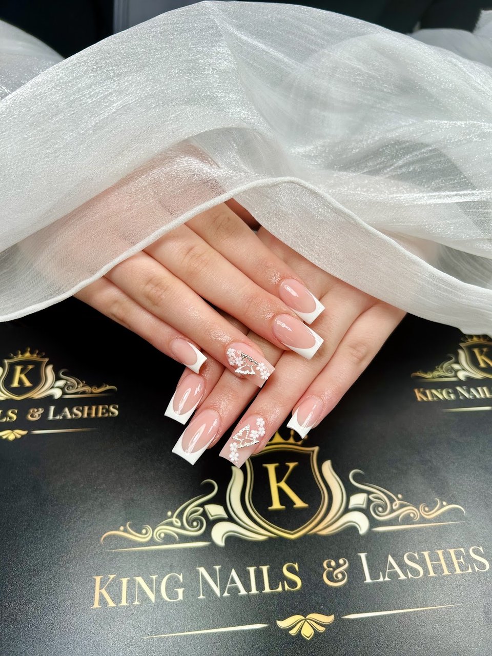 Square French with rhinestones