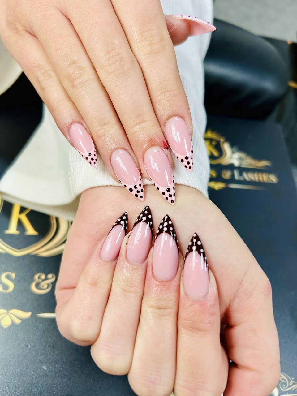 Stiletto French with polka dots