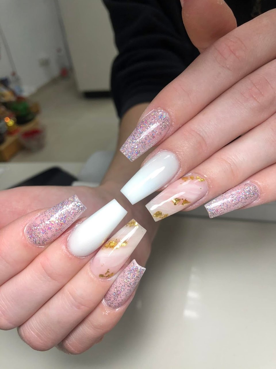 Glitter coffin with gold foil