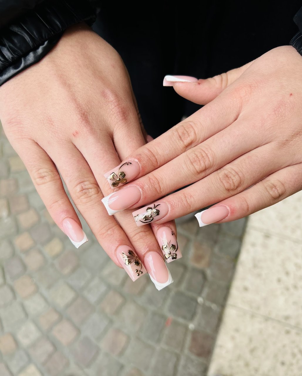 French with brown flower details