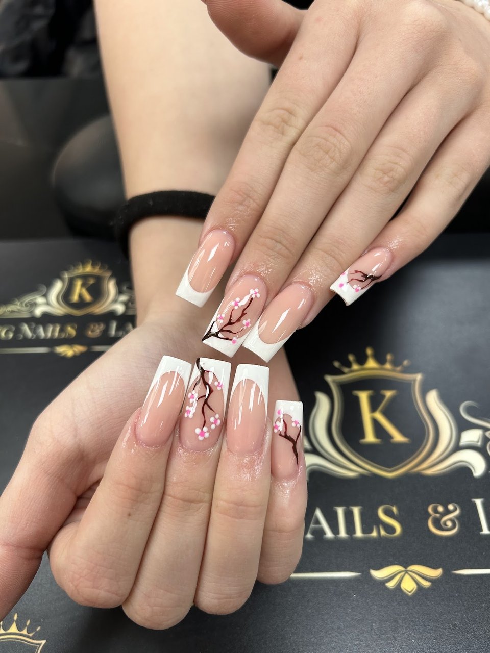French with cherry blossoms